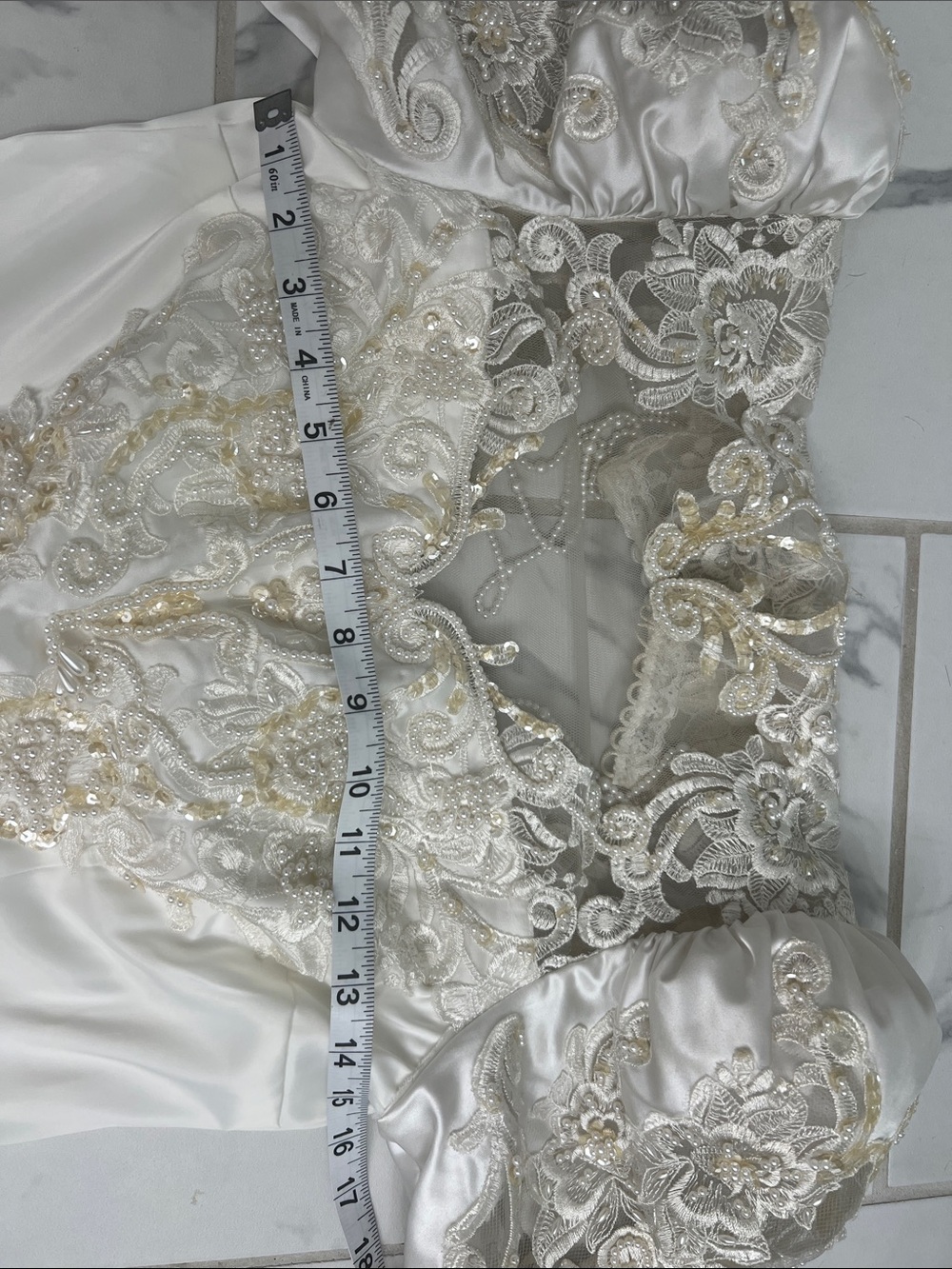 Vintage Re-Worked Ivory Beaded Long Sleeve Mini Dress - Picture 10 of 13